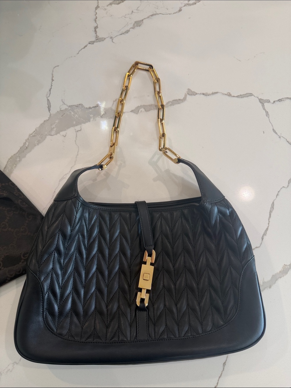 Gucci Jackie O Quilted Leather Shoulder Bag Piston Lock